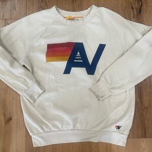 Aviator Nation cream color Sweater with Multicolor Logo